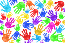 Handpainted Handprints Of Kids