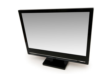 Black LCD monitor isolated on the white