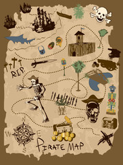 Naklejka na meble Old World Pirate Map