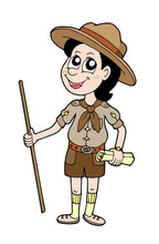 Boy Scout With Walking Stick