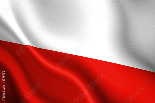 Plakat na papierze fotorealistycznym Polska flaga macha na wietrze