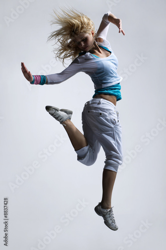 Obraz w ramie stylish and cool looking breakdancer jumping