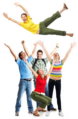 Poster - Happy funny people. Isolated over white background.