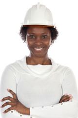 Sticker - Woman engineer smiling a over white background