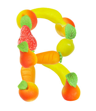 alphabet from fruit, the letter   R…