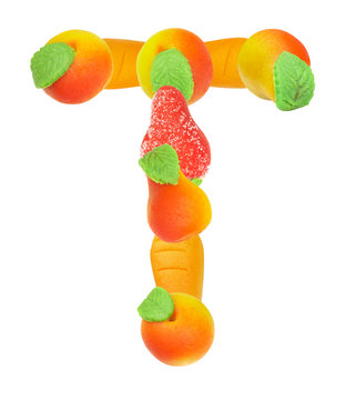 alphabet from fruit, the letter   T…