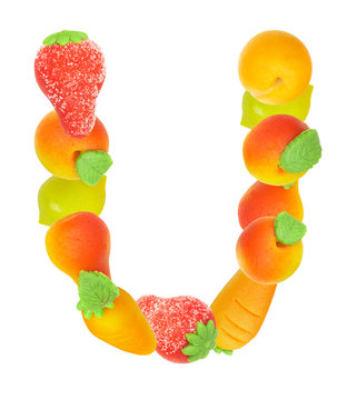 alphabet from fruit, the letter   U…