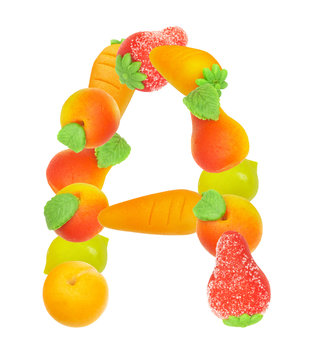 alphabet from fruit, the letter  A …