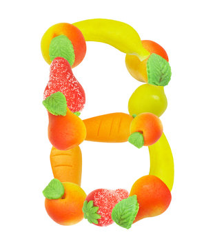 alphabet from fruit, the letter   B…