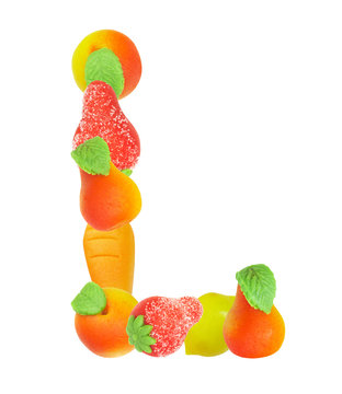 alphabet from fruit, the letter  L …