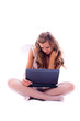 © zzzdim - Young angel on a laptop - isolated over a white background