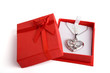 Necklace In a Gift Box. Studio macro shot