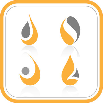 Vector abstract internet icons. Orange set. Simply change.