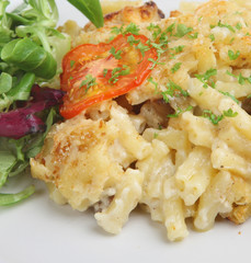 Sticker - Freshly baked macaroni cheese with side salad