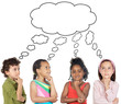 © Gelpi - multiethnic group of children thinking a over white background