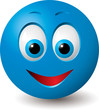 Vector: Happy blue smiley face (CMYK colors used)
