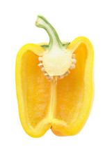 Wall Mural - Half of yellow sweet pepper isolated over white background