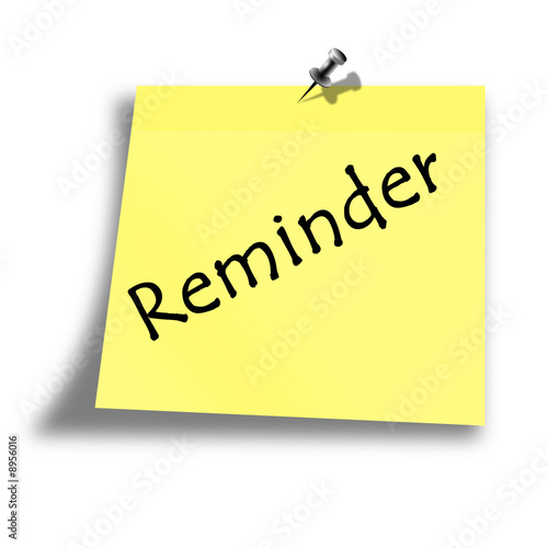 Fotografía yellow reminder memo on a white background