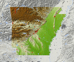 Arkansas. Shaded relief map.
