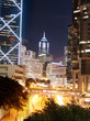 Night scene of Queensway, Admiralty, Hong Kong.