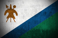 Weathered Flag Of Lesotho, Fabric Textured..
