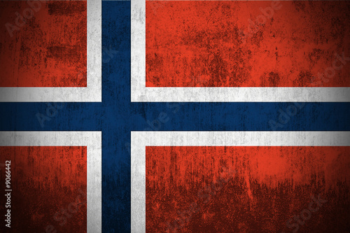 Fotografía Weathered Flag Of Norway, fabric textured..