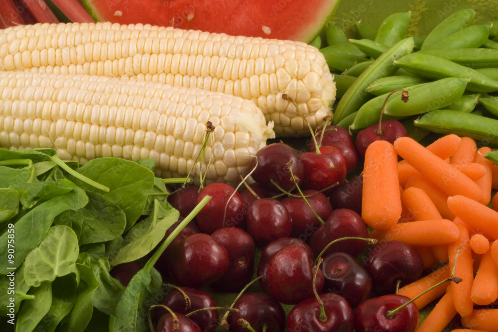 Healthy grouping of fruits and vegetables. Stock Photo | Adobe Stock