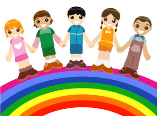 Wall Mural - Children on Rainbow