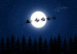 Leinwandbild Motiv Santa Claus flying in the Christmas night
