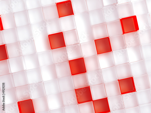 white and red plastic cubes