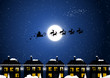 Leinwandbild Motiv Santa Claus in the Christmas night and happy families