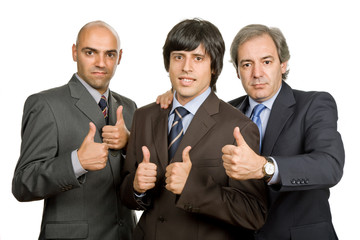 three young business men isolated on white