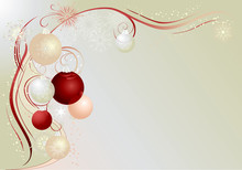 Silver Christmas Background With Baubles And Snowflakes.