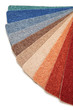 Samples of color of a carpet covering