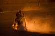 training trotters race in arena in dusk, Belgrade hippodrome