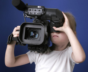 girl with big dv camcorder