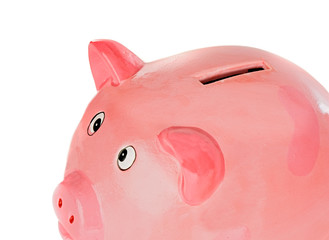 Wall Mural - piggy bank pink a over white background