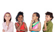 © Gelpi - multiethnic group of children thinking a over white background
