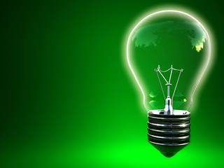 Wall Mural - 3d image of green eco light bulb with space for write
