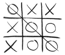 Hand-drawn Tic-tac-toe Game, Isolated On White.