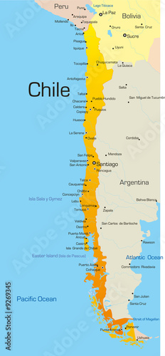 Board z aluminiowym obramowaniem Streszczenie wektor kolor mapa Chile
