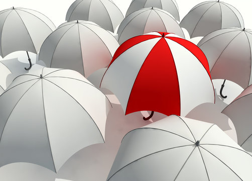 3d rendered illustration of many  umbrellas