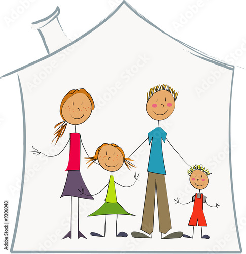 Famille Dans Maison Stock Illustration Adobe Stock