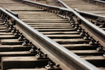 Closeup of an old railway junction.