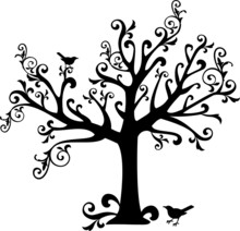 Ornamental Tree With Swirls And Birds