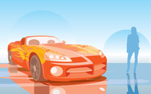 Vector Image Of Orange Fast Car