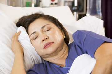 Wall Mural - Senior Woman Asleep In Hospital Bed