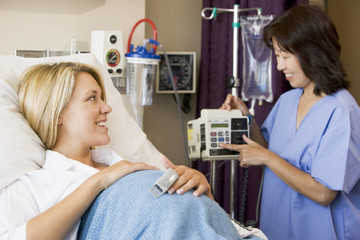 Wall Mural - Pregnant Woman Lying In Hospital Bed