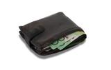 Fototapeta Sypialnia - view of old wallet with cash  with clipping path