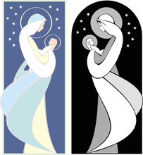 Virgin Mary And Baby Jesus Illustration